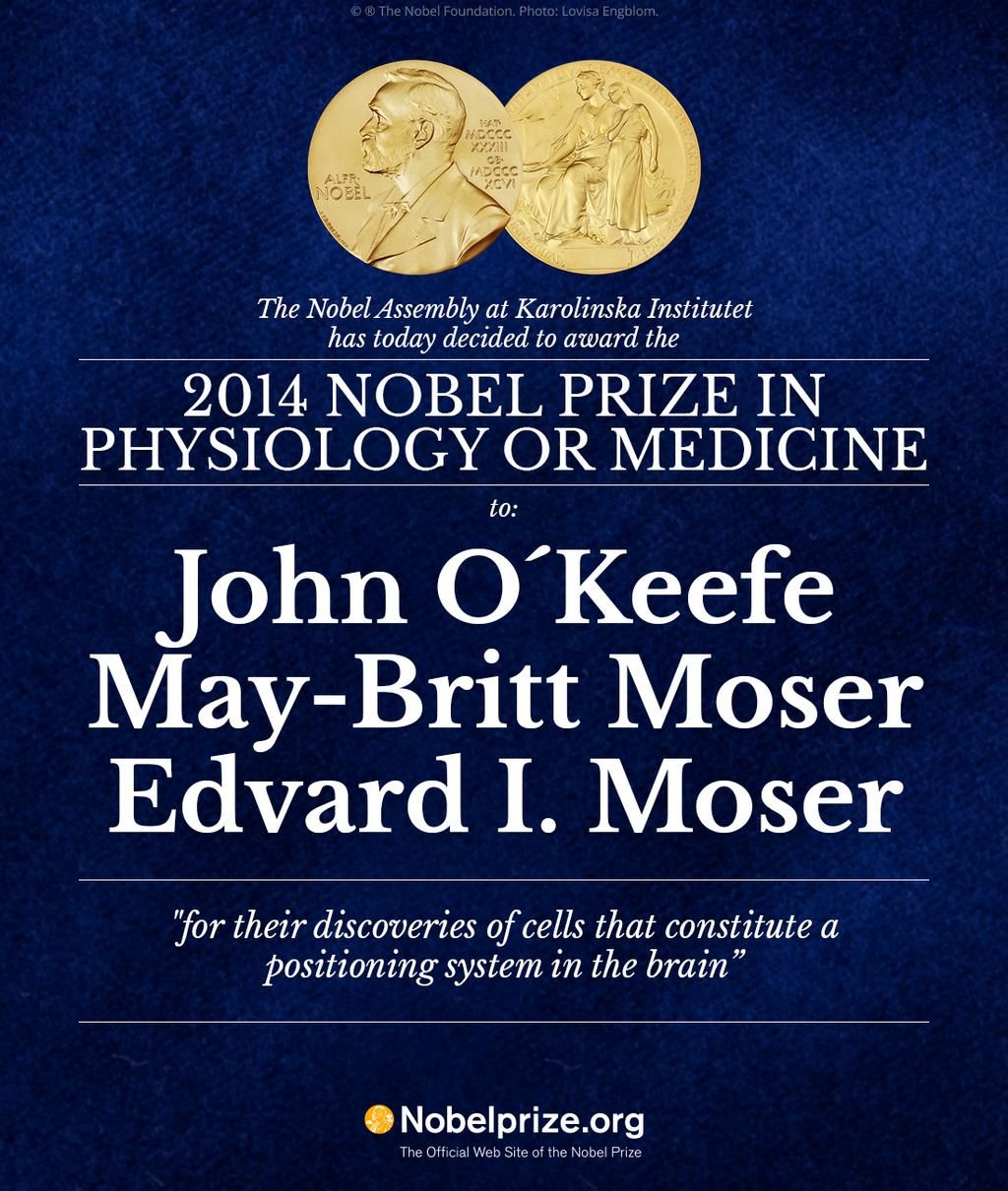NOBEL 2014: Cercetătorii John O'Keefe, May-Britt Moser şi Edvard Moser - premiul pentru medicină