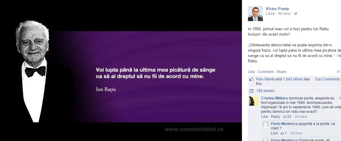 Ponta îl folosește pe ION RAȚIU în campania electorală