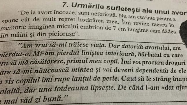 Ce învață liceenii la orele de religie. Fragmente halucinante: Avortul duce la dependență de droguri