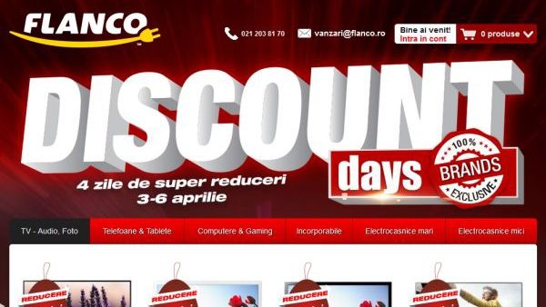 Zile de reduceri la Flanco și eMAG. Discount Days, o campanie cu promoții ca de Black Friday