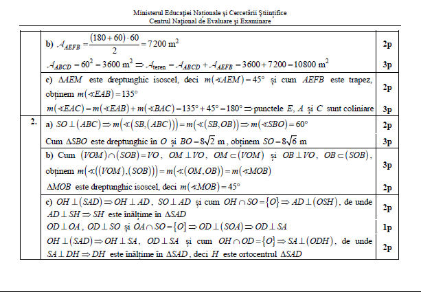 Simulare matematică. Baremul la matematică la simularea Evaluării Naţionale 2016