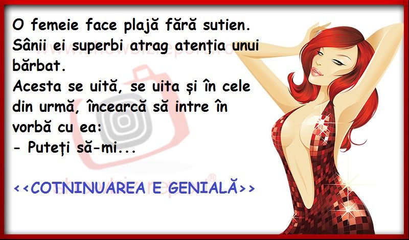 Bancul zilei: Femeia sexy face plajă fără sutien!