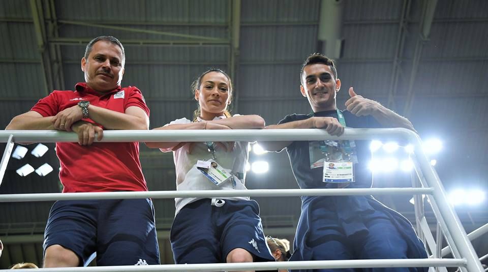 JO 2016 RIO. Imaginea zilei. Marian Dragulescu şi Cătălina Ponor  l-au încurajat pe Andrei Muntean 