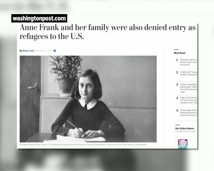 Anne Frank şi familia sa, RESPINŞI de SUA