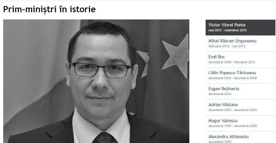 Dacian Cioloş, absent de pe site-ul Guvernului, din istoricul premierilor. Istoria începe cu Ponta 