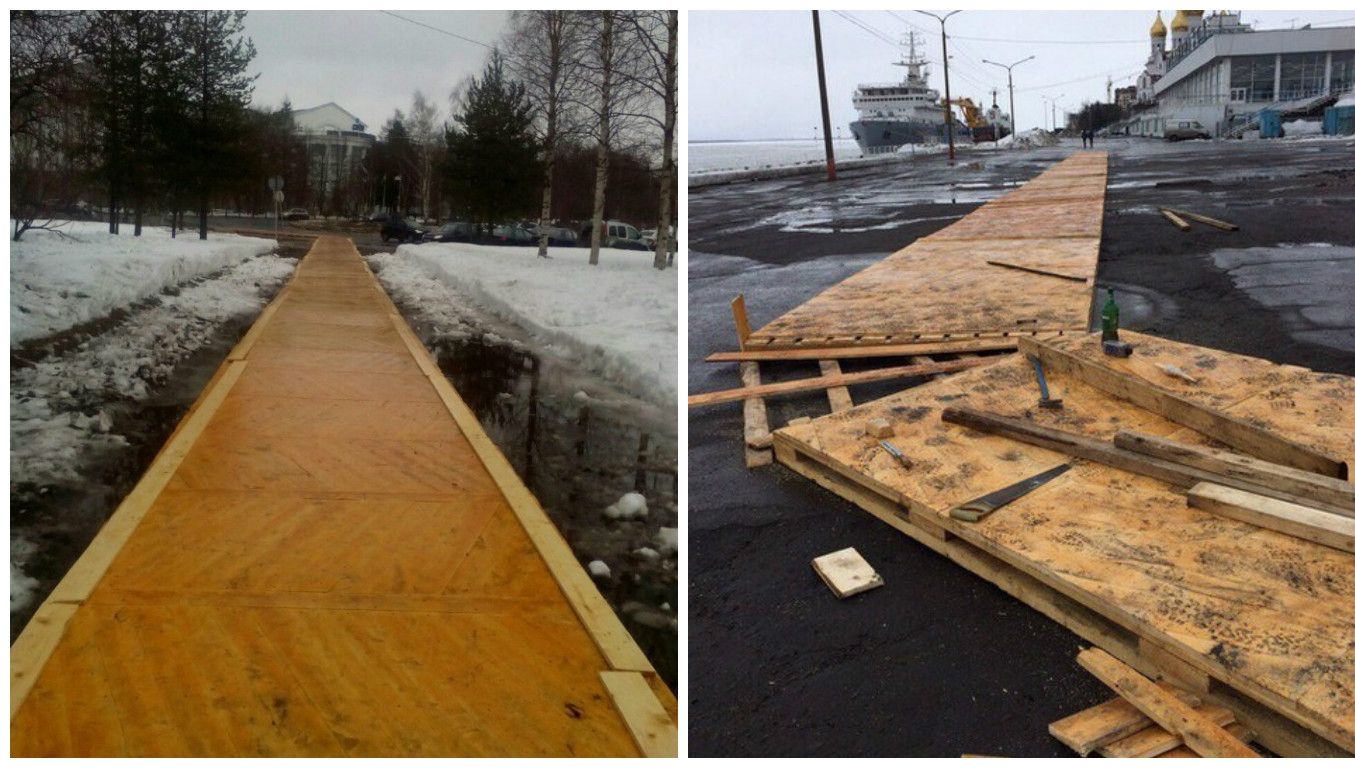 Orașul din Rusia care a așternut parchet pe străzi, în așteptarea lui Putin - FOTO incredibil