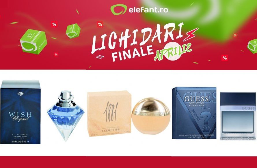 Reduceri parfumuri. Lichidări de stoc la Elefant.ro cu prețuri mai mici și cu 70%