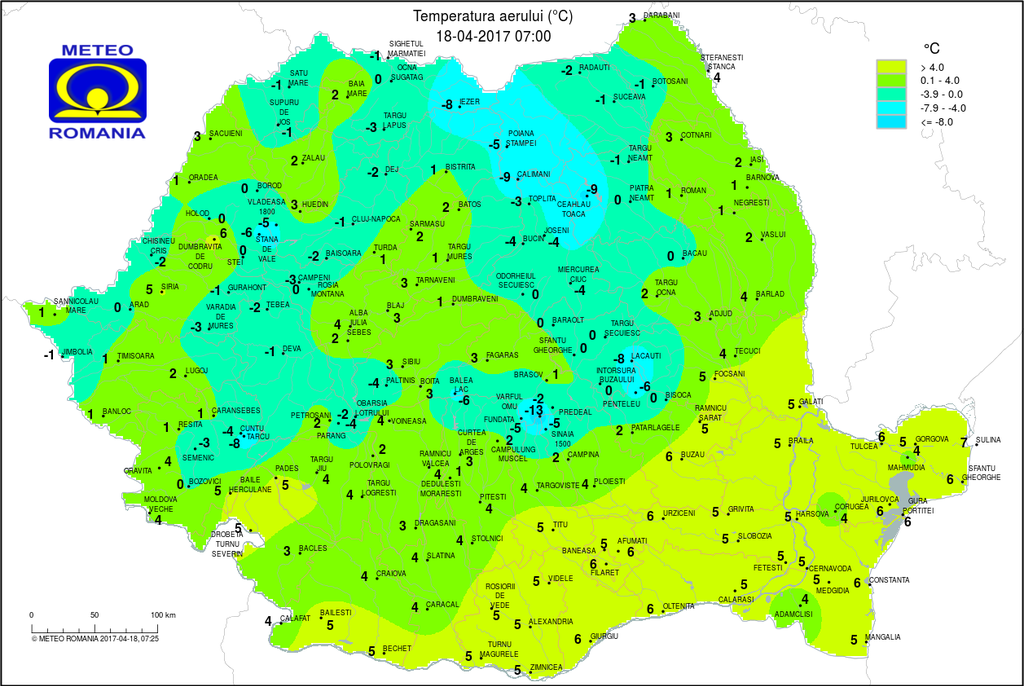 Temperaturi de minus 13 grade în România. Se întoarce gerul