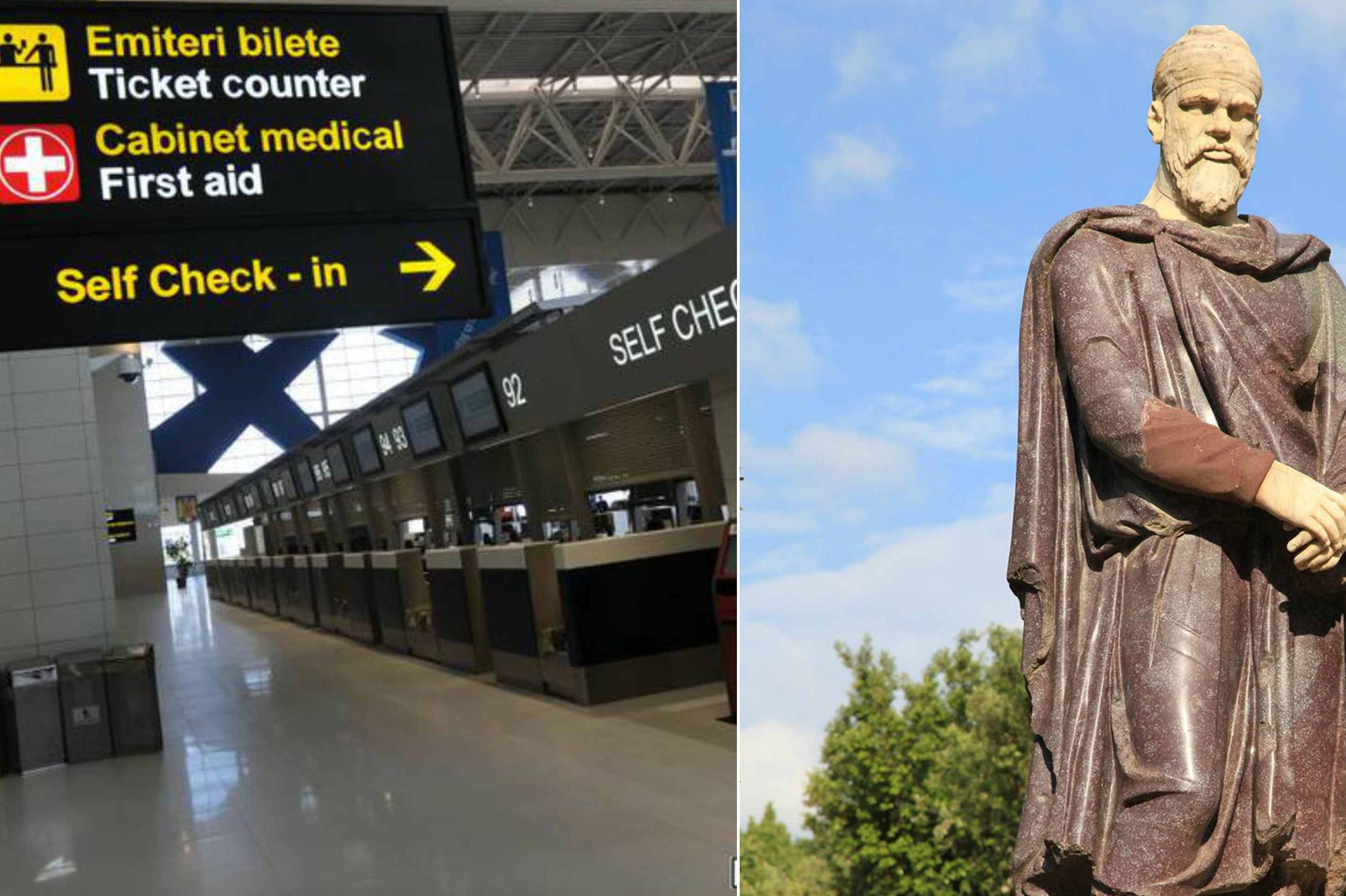 „Bust de nobil dac”, statuia-surpriză care apare în Aeroportul Otopeni 