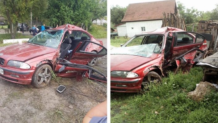 Un copil de 11 ani a rămas încarcerat, după ce mașina s-a făcut praf în urma unui accident rutier