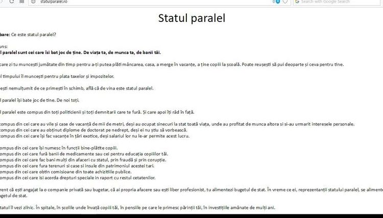 A apărut statulparalel.ro: E compus din toţi politicienii care te fură. Şi apoi îţi râd în faţă