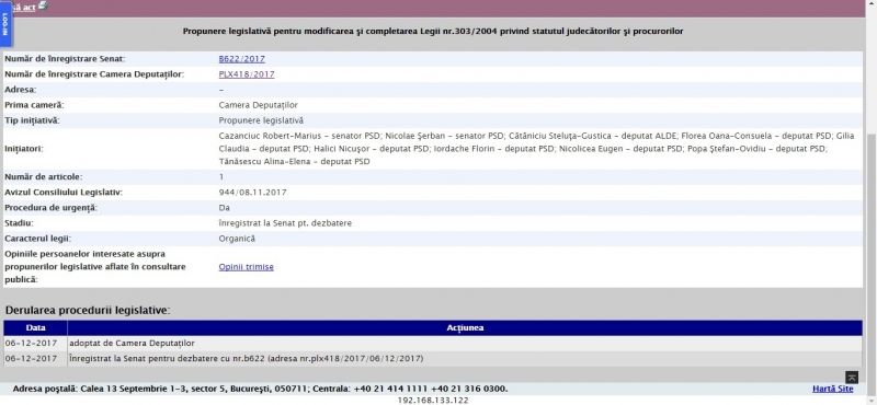 Un nou scandal în Parlament: Senatul anunţă că Statutul magistraţilor a fost adoptat