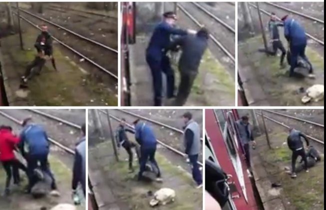 Incident violent într-o gară din Arad! Bărbat bătut de controlor, pasagerili filmau (VIDEO)