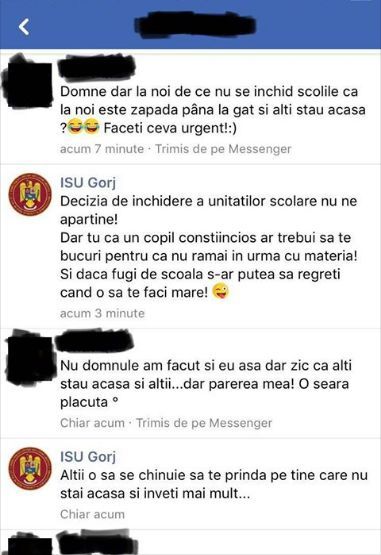 Un copil a întrebat ISU Gorj: ”Domne, la noi de ce nu se închid școlile?” Răspunsul amuzant