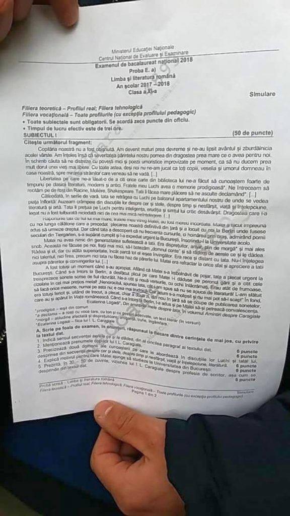 NUVELA. Subiecte simulare BAC Română 2018. Ce trebuie să scrii la Română dacă ţi-a picat nuvela