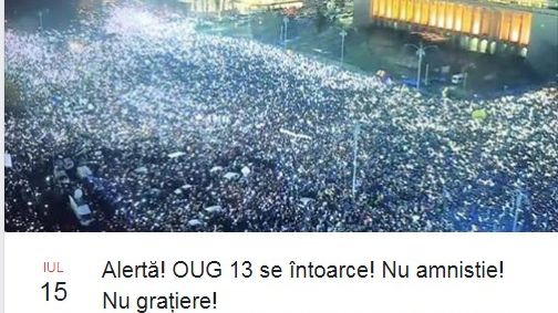 PROTEST duminică în Piaţa Victoriei: "Alertă! OUG 13 se întoarce! Nu amnistie! Nu grațiere!"
