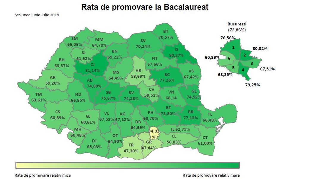 REZULTATE BAC 2018. Notele pe judeţe