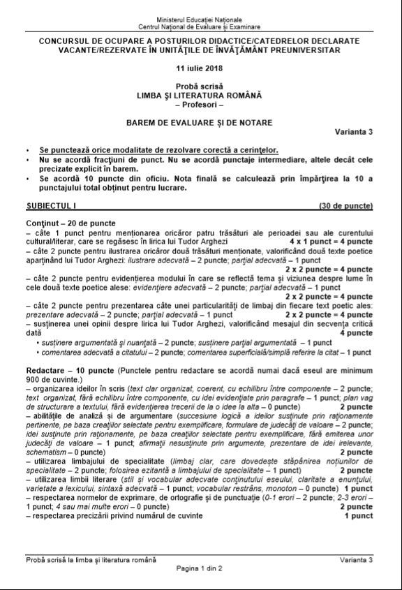 SUBIECTE + BAREME, Titularizare 2018: Documentele sunt atașate. Subiecte la română și matematică