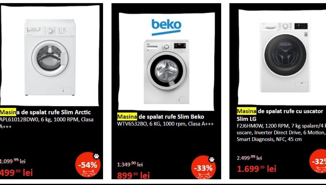 eMAG Black Friday 2018 - mașini de spălat. Ofertele-secrete ale nopții