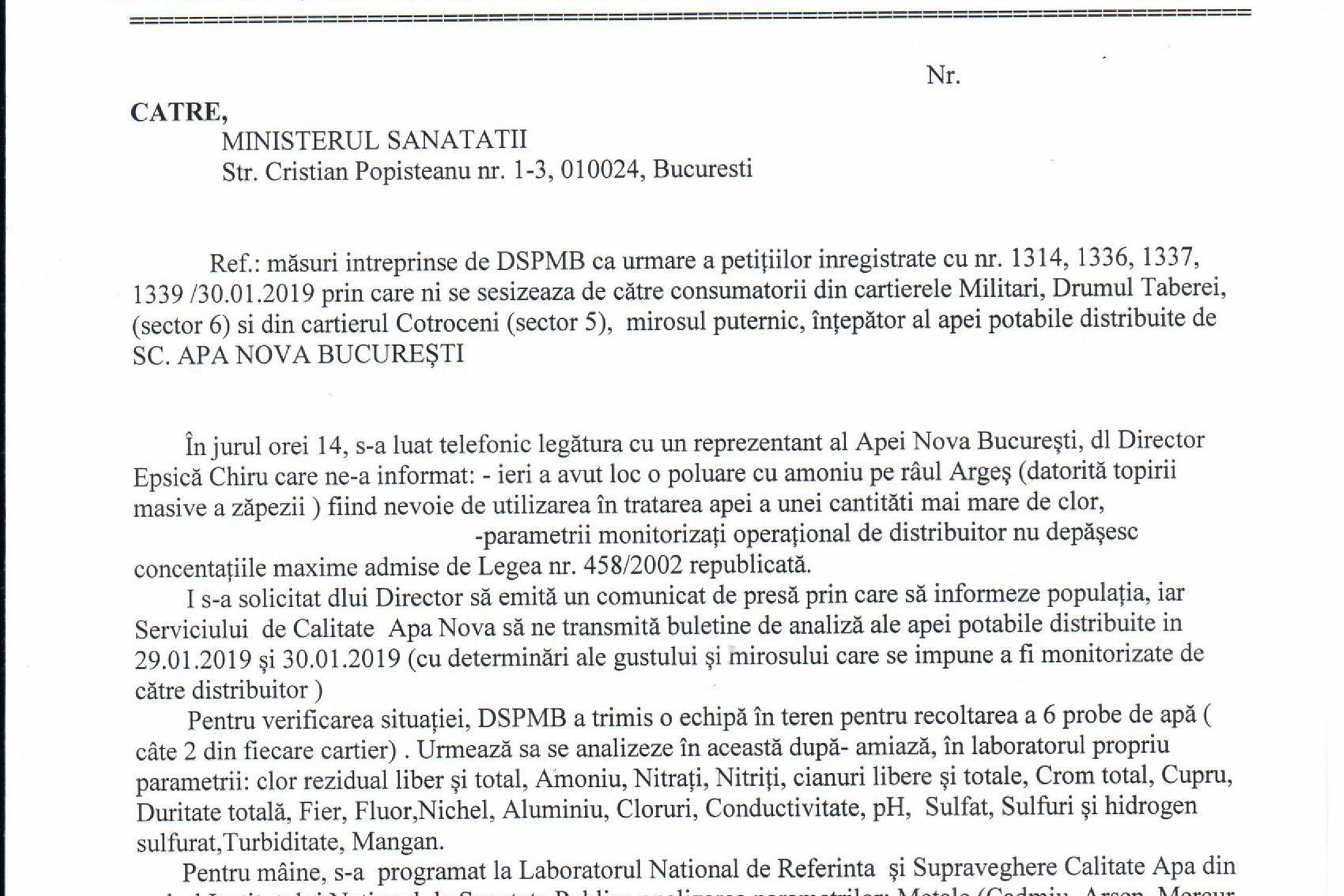 A fost publicată analiza probelor de apă din București. Consultă aici documentul DSP