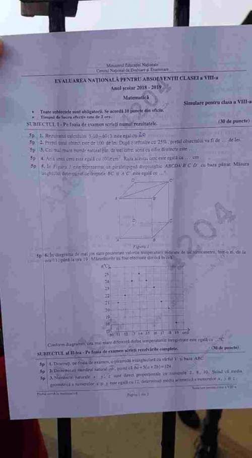 Subiecte simulare 2019 Matematică // Barem de corectare și punctaje