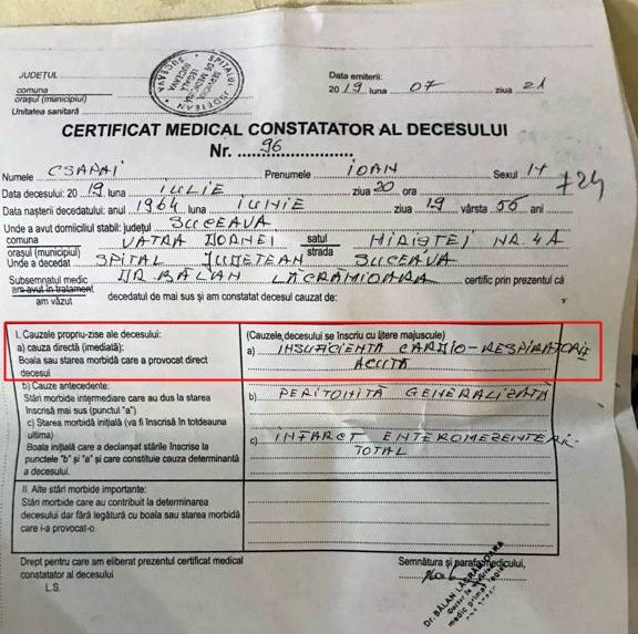 Insuficiența respiratorie, cauza directă a morții bărbatului imobilizat violent de jandarmi