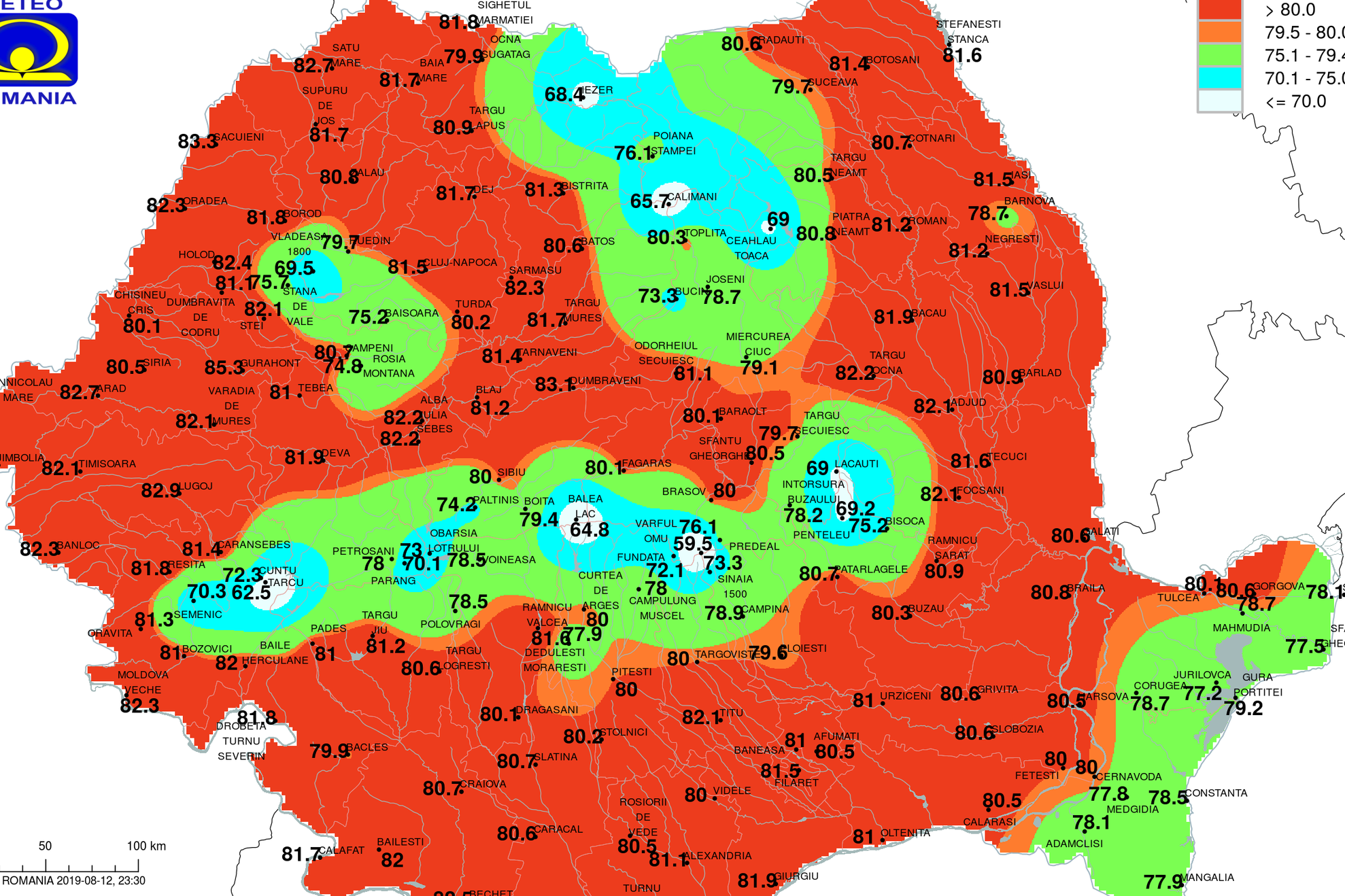 Harta disconfortului termic. Unde este aerul irespirabil