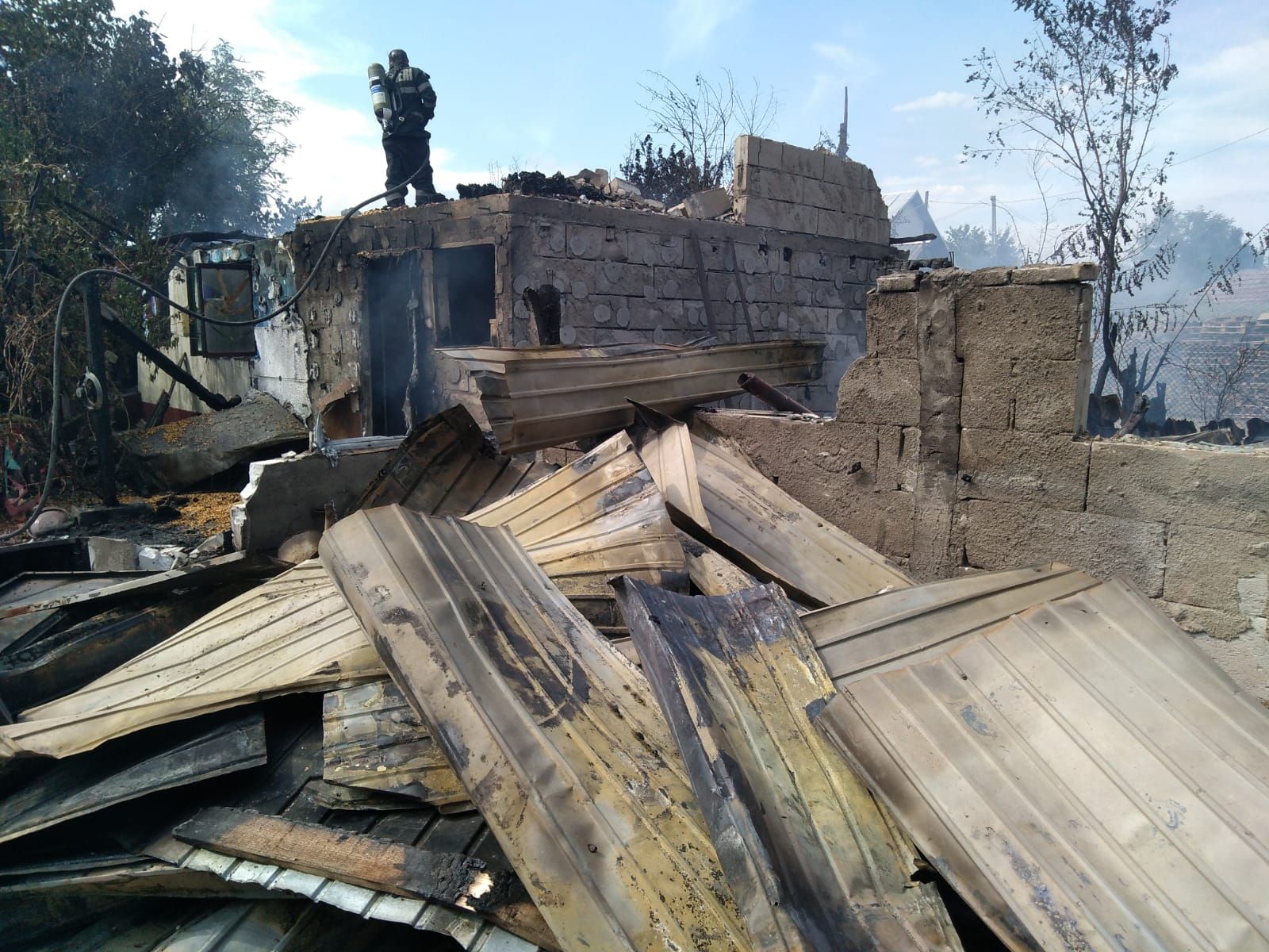 VIDEO Incendiu de proporţii în Olt. Au ars tone de cereale şi furje şi două autoturisme