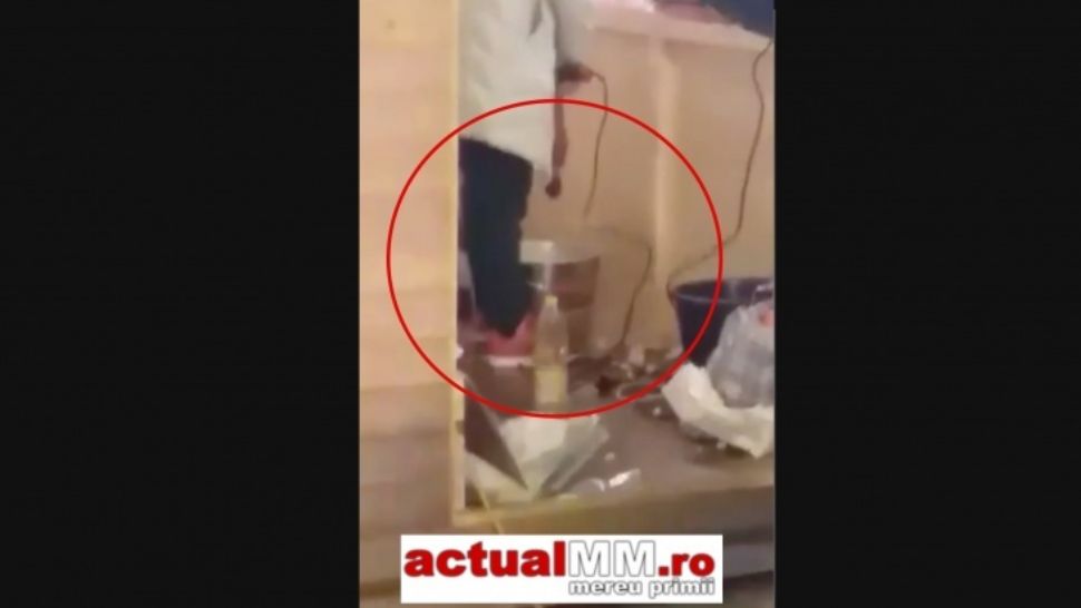 Aluat de plăcintă preparat cu bormașina la târgul de Crăciun  