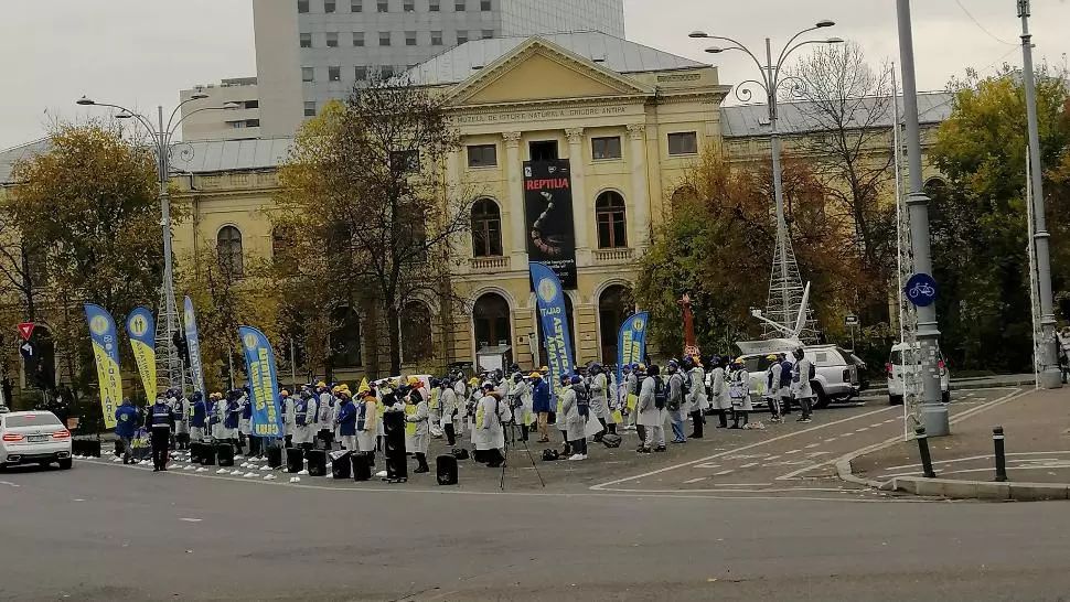 Nou protest al sindicaliștilor de la Solidaritatea Sanitară, în Piața Victoriei