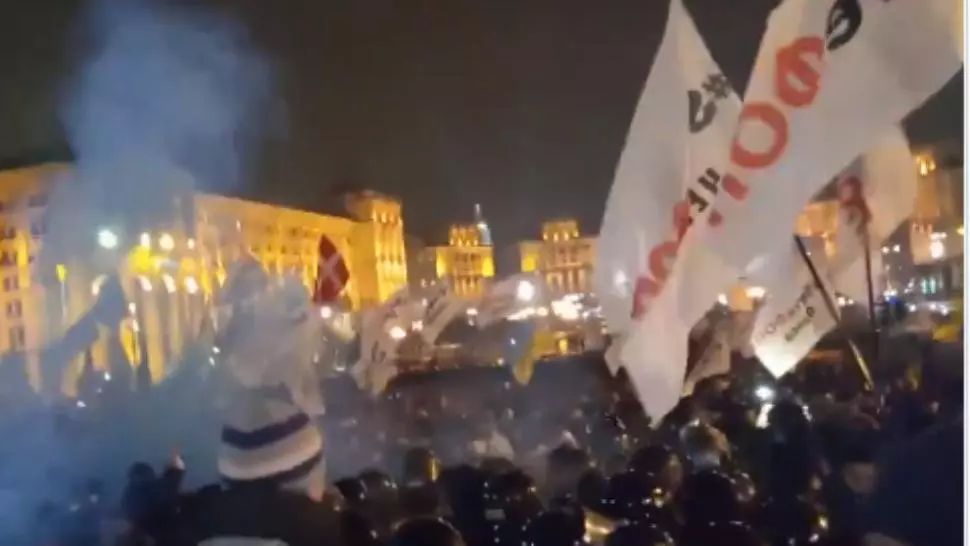 Proteste anti-Covid în Ucraina. Foto: captură Twitter