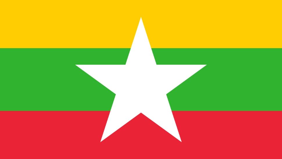 Drapelul statului Myanmar, cunoscut, de asemenea, și ca Birmania