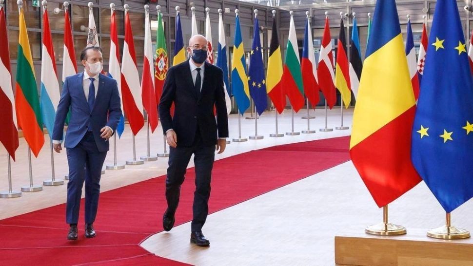 Florin Cîțu și Charles Michel, la Bruxelles. Foto: Facebook 