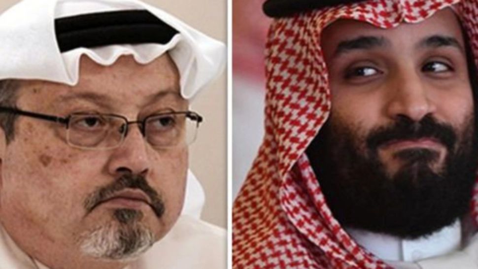 Jurnalistul saudit Jamal Khashoggi, asainat în 2018, și prințul moștenitor Mohammad bin Salman Foto: express.co.uk