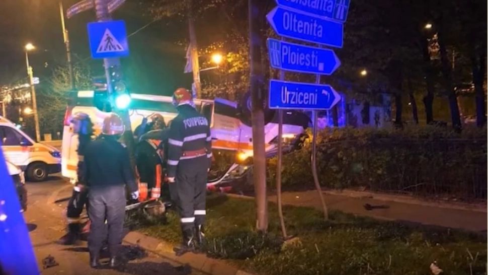 Accident în București. Foto: captură Realitatea Plus
