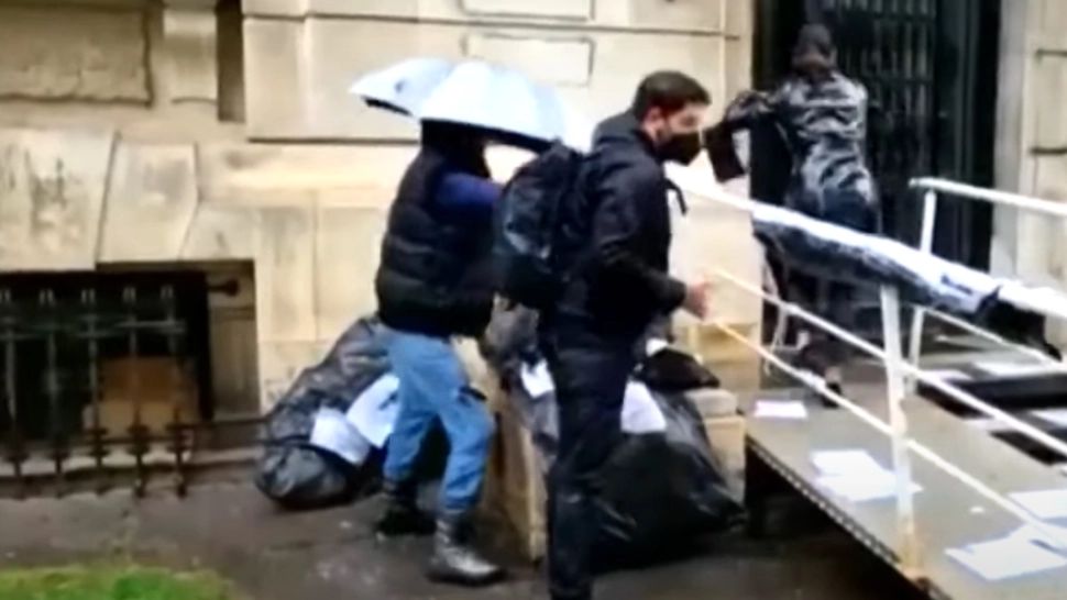 Momentul incidentului din fața Ministerului Sănătății