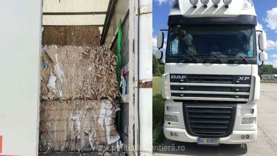Deșeuri din hârtie descoperite în Vama Giurgiu