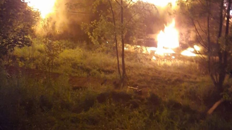 Tren marfar curpins de flăcări in gara Teregova