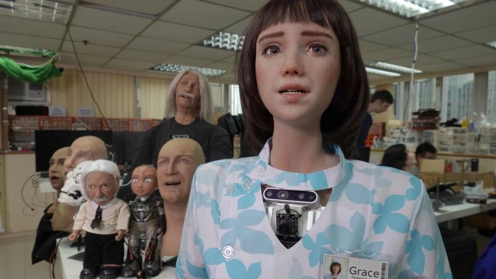 Asistenta medicală Grace, „sora” robotului umanoid Sophia, care îi va ajuta pe oamenii afectați de pandemia COVID-19 Foto: captură video YouTube