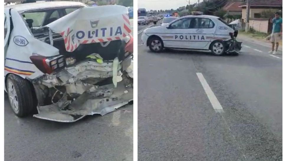 Masina politiei, distrusa