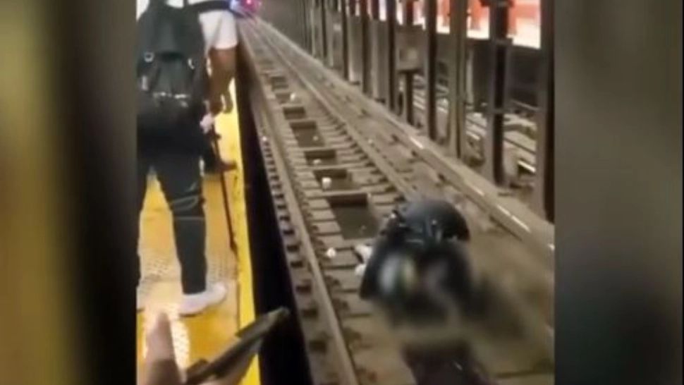 Un bărbat a căzut la metrou și a fost salvat de un polițist. Captură video