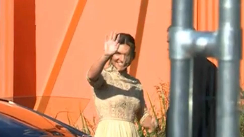 Simona Halep în rochia de la cununia civilă (sursă: Realitatea Plus)