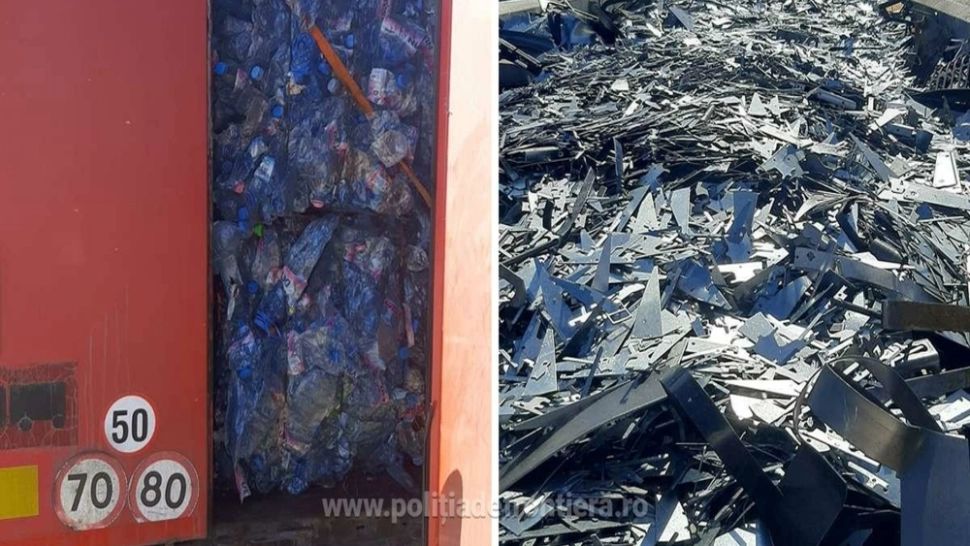Deșeuri plastice și metalice PTF Giurgiu / Foto: Poliția de Frontieră