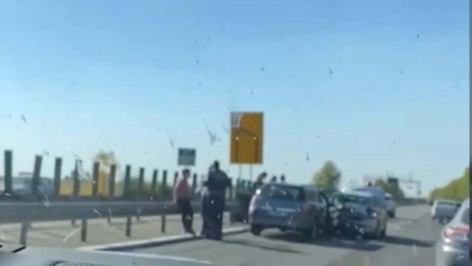 Accident pe Autostrada Soarelui. Foto: captură Realitatea Plus