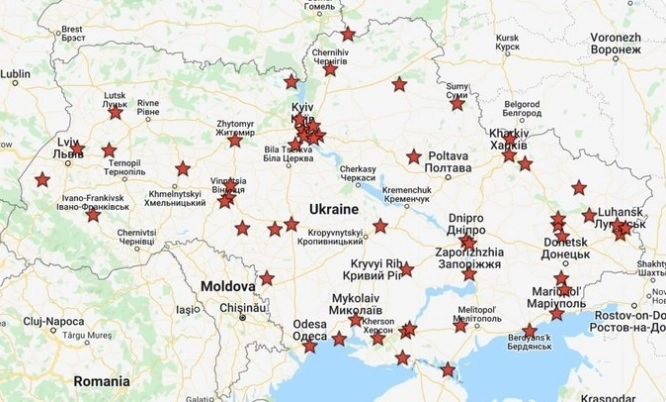 PRESĂ: HARTA invaziei - atacuri rusești, raportate în toate colțurile Ucrainei 