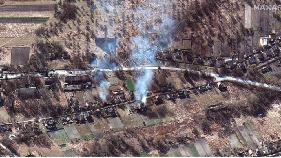 Convoi rusesc/ Captură foto imagine din satelit Maxar Technologies