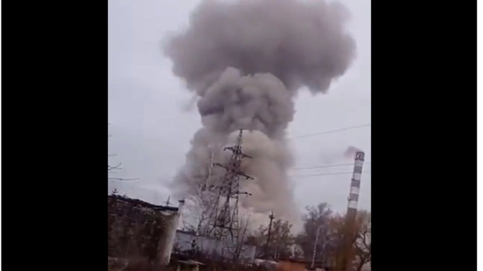 Centrală termică lovită de bombă /Captură Twitter Nexta