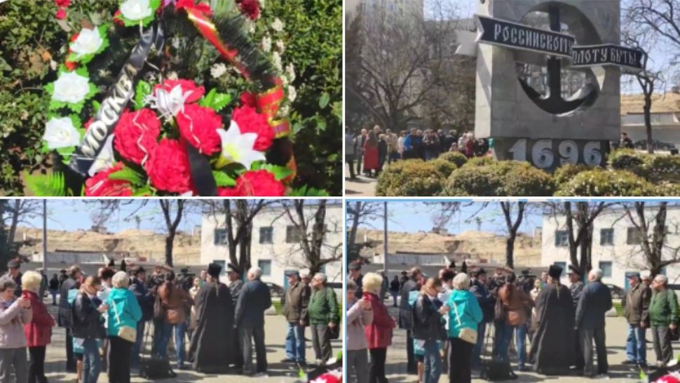 VIDEO Ruşii au ținut o ceremonie de comemorare a crucișătorului "Moskva”. Coroane de flori pentru nava scufundată