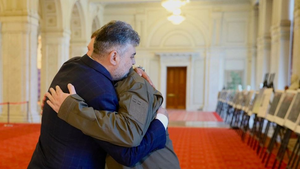 Marcel Ciolacu și Oleksandr Kornienko, prim adjunct al Președintelui Radei Supreme a Ucrainei/ Facebook Ciolacu