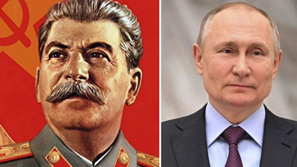 Iosif Stalin (stg) vs. Vladimir Putin (dr)